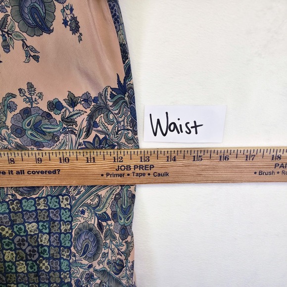 Plenty Dress Womens 4 Blue Pink Silk Chiffon Floral Paisley Ruched Timeless Midi - Picture 5 of 16